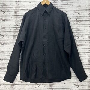 Irish Linen Men's Long Sleeve Shirt Black Size Small Made In Ireland